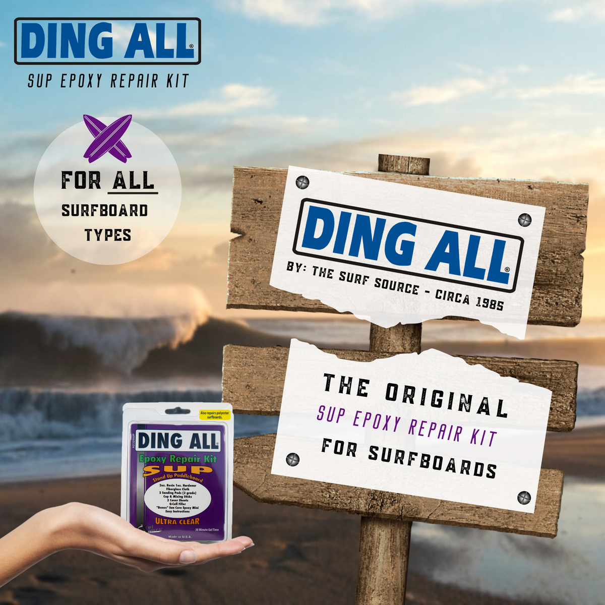 Solarez UV Cure Epoxy Ding Repair Kit – 1 Oz For Surfboard & SUP Board