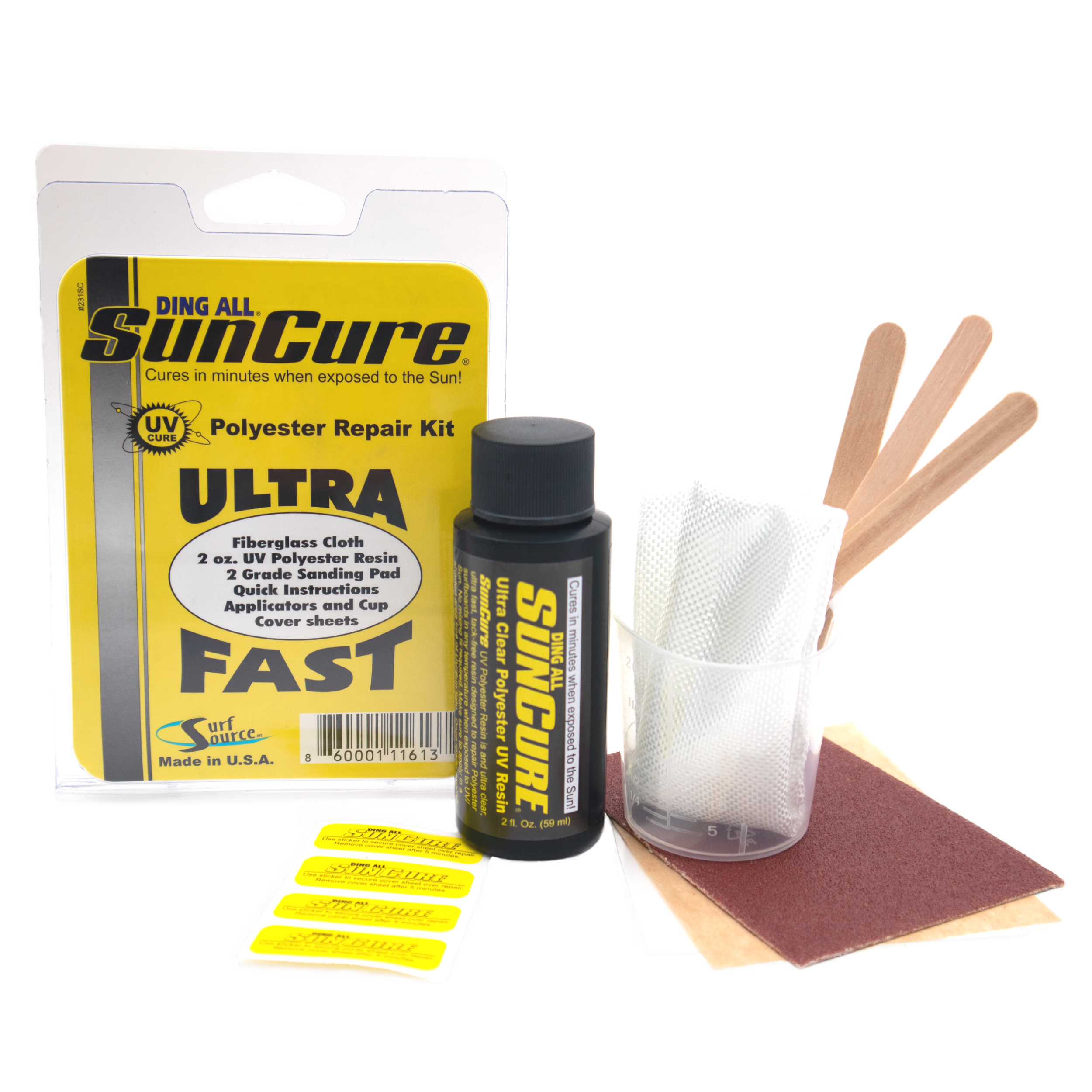 Sun Cure Polyester Fiberglass Repair Kit 2 oz